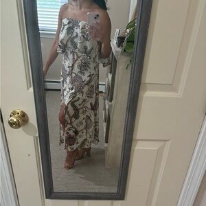 Zimmermann Strapless Floral 100%Silk Midi Dress